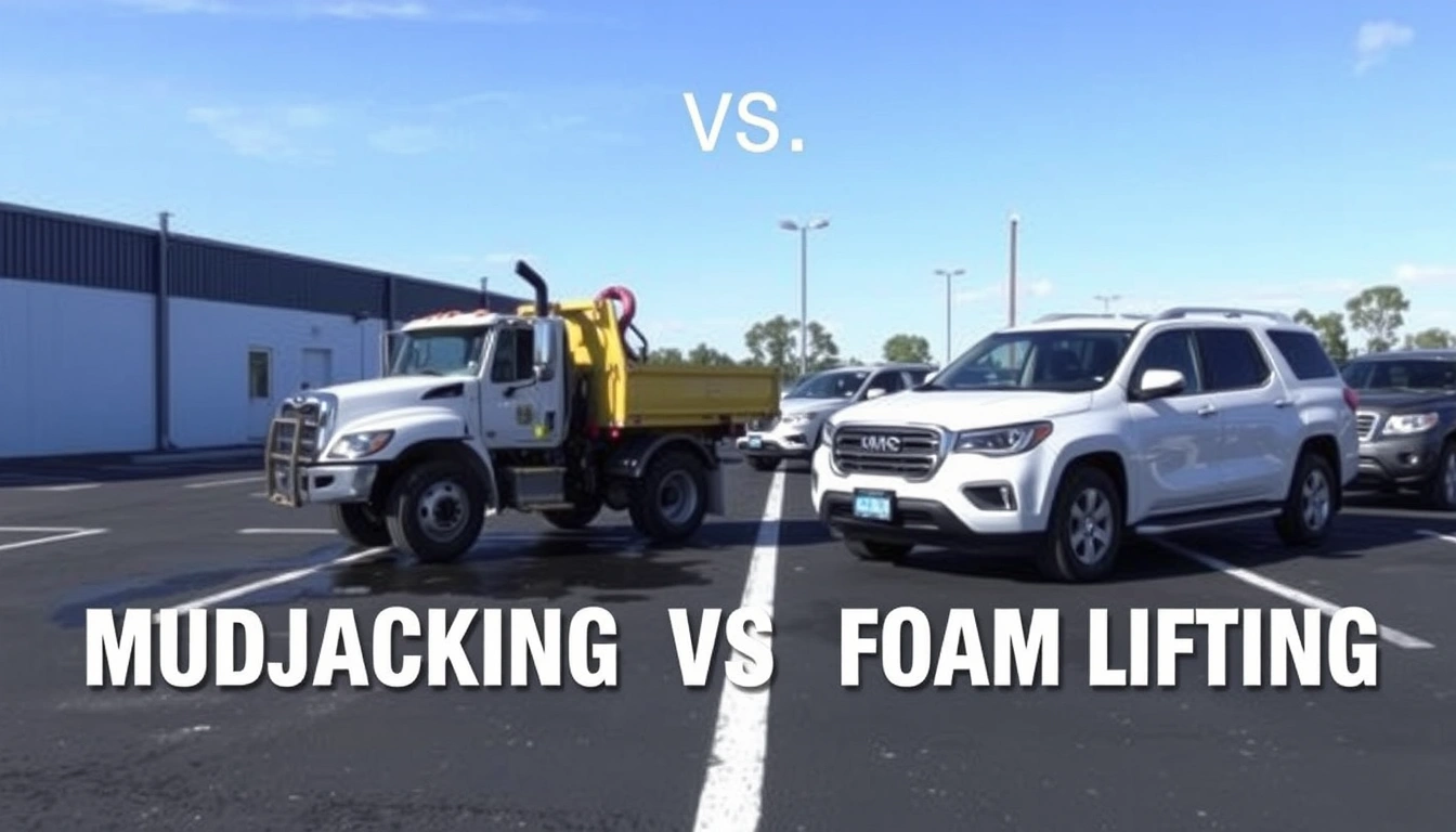 mudjacking vs foam lifting commercial parking lot